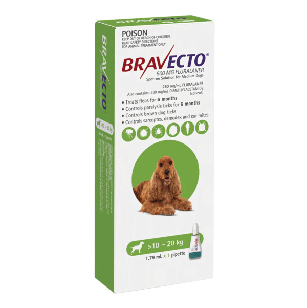 Bravecto Spot on for Dogs 10kg 20kg Green