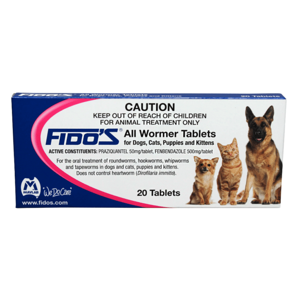 Fidos All Wormer Tablets Dogs Cats Puppies Kittens 20 Pack