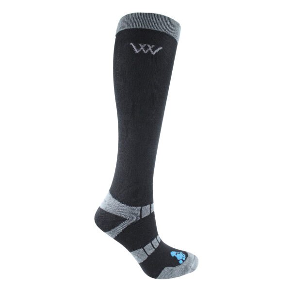 Long bamboo waffle riding sock black