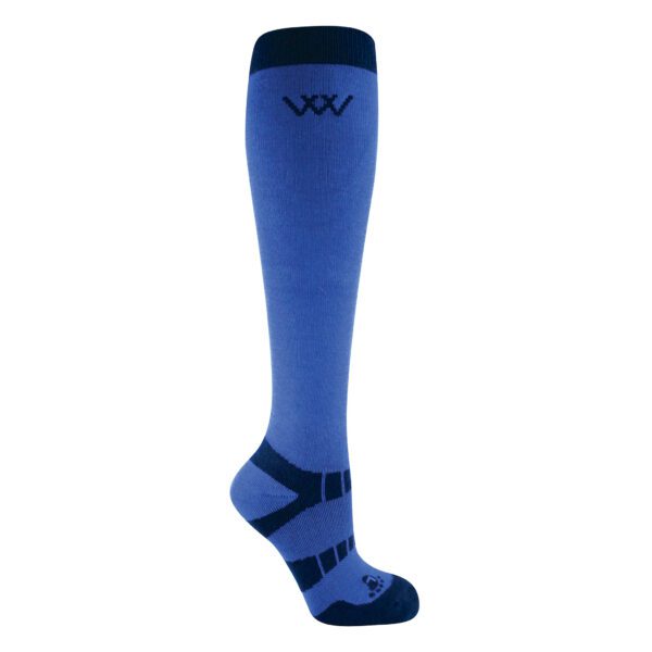 Long bamboo waffle riding sock eblue small