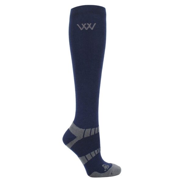 Long bamboo waffle riding sock navy