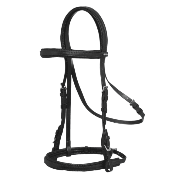 Padded pony bridle with cavesson black