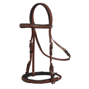 Padded pony bridle with cavesson brown