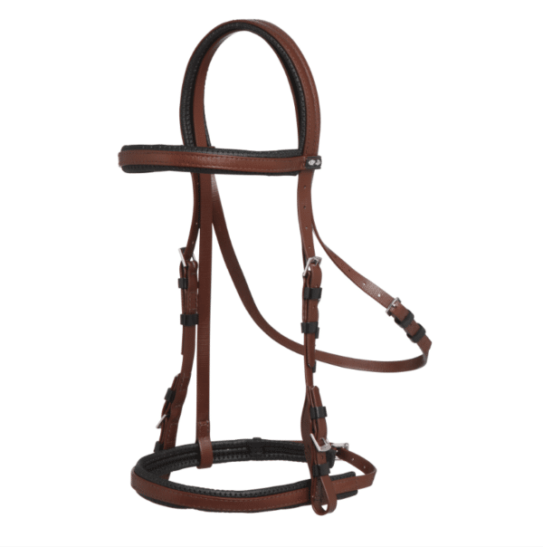 Padded pony bridle with cavesson brown