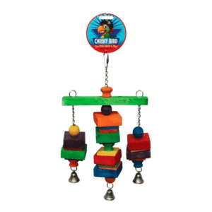 Cheeky Bird Hanging Tri Bell Wooden Bird Toy Medium