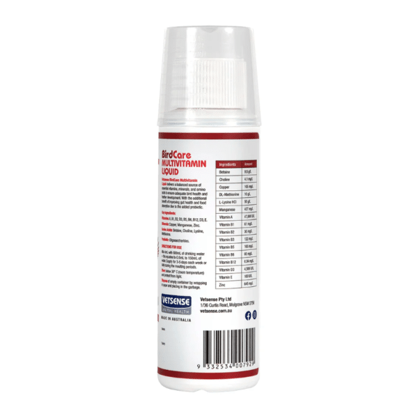 Vetsense birdcare multivitamin liquid 125ml